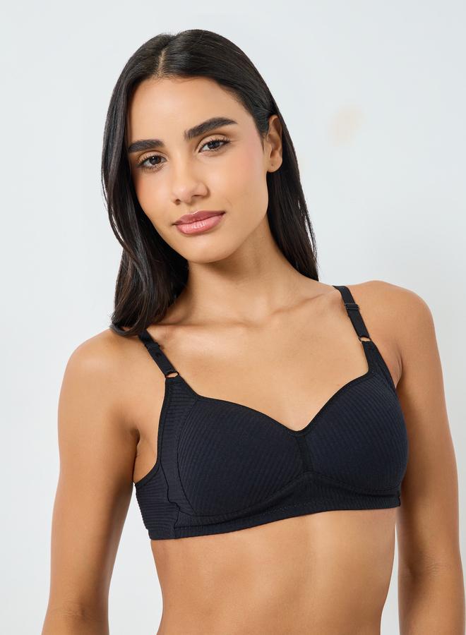 Styli Pack Of 3 - Cotton Comfort Rib Non Wired Padded T-Shirt Bra - Image 4